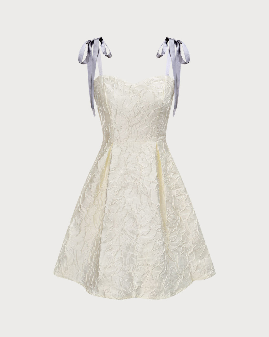 The Off White Jacquard Tie Strap Mini Dress