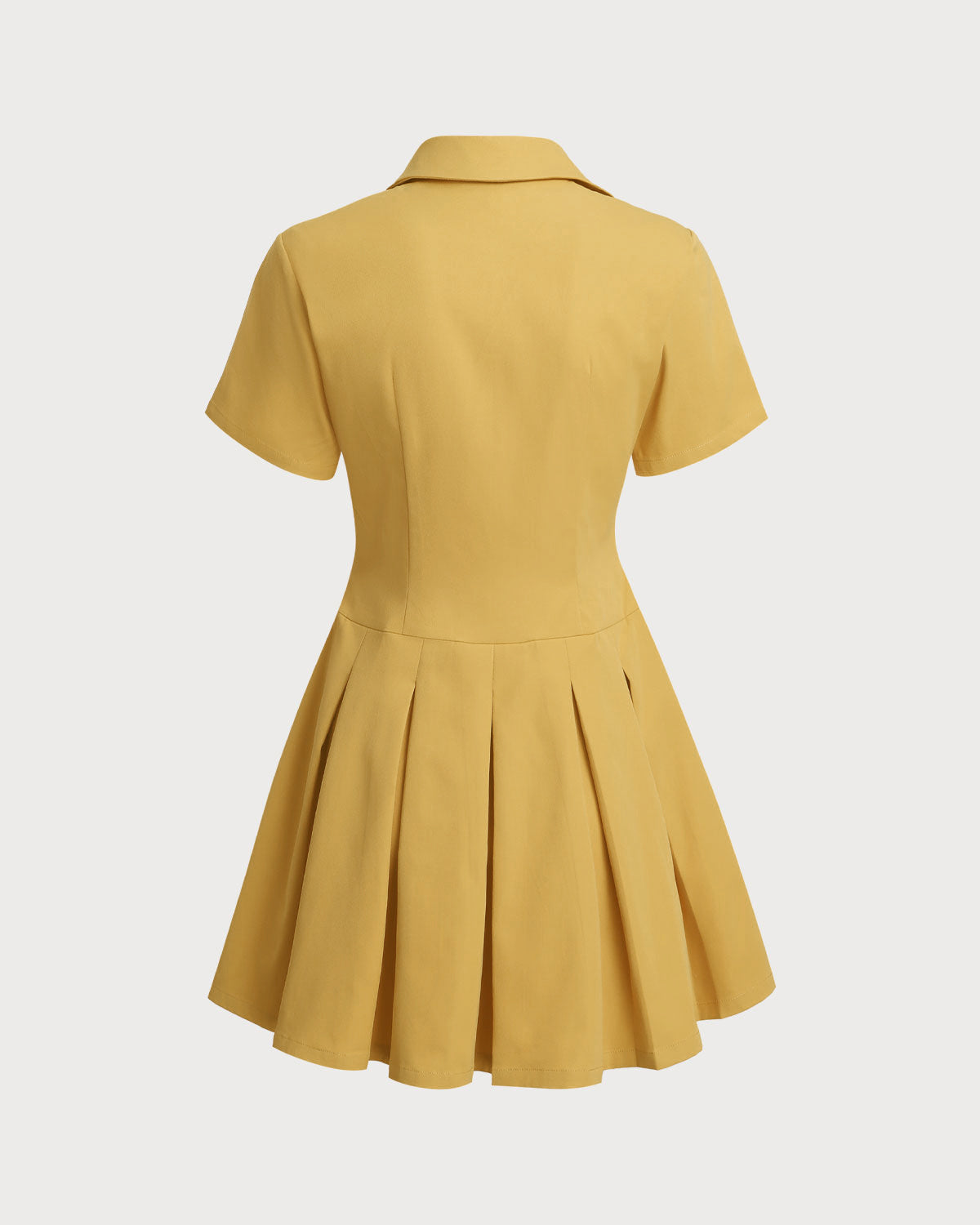 Yellow Button Pleated Mini Dress