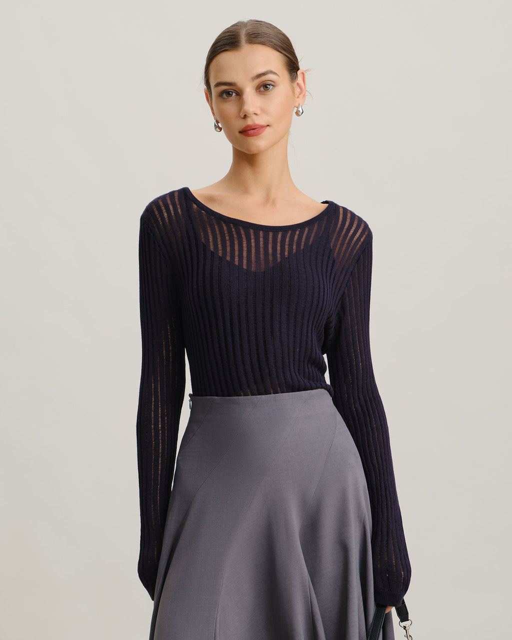 Navy Pullover Sweater Two-Piece Set