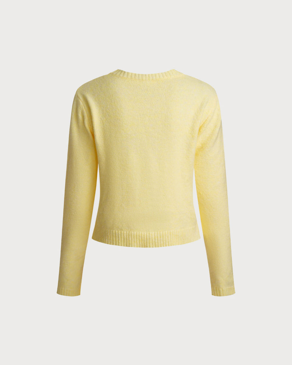 Yellow Round Neck Knit Cardigan