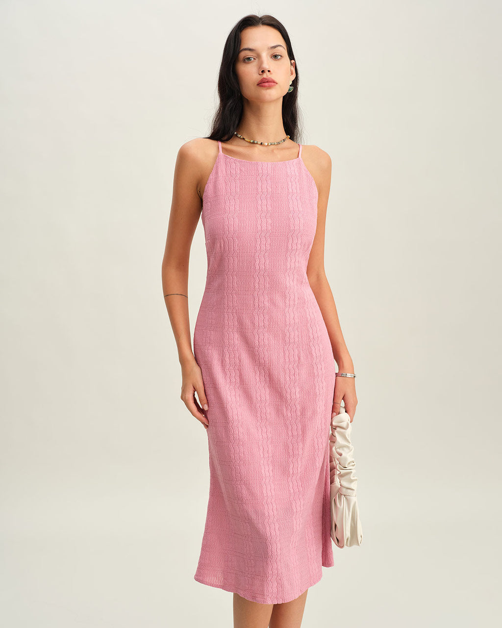 Pink Mermaid Slip Midi Dress
