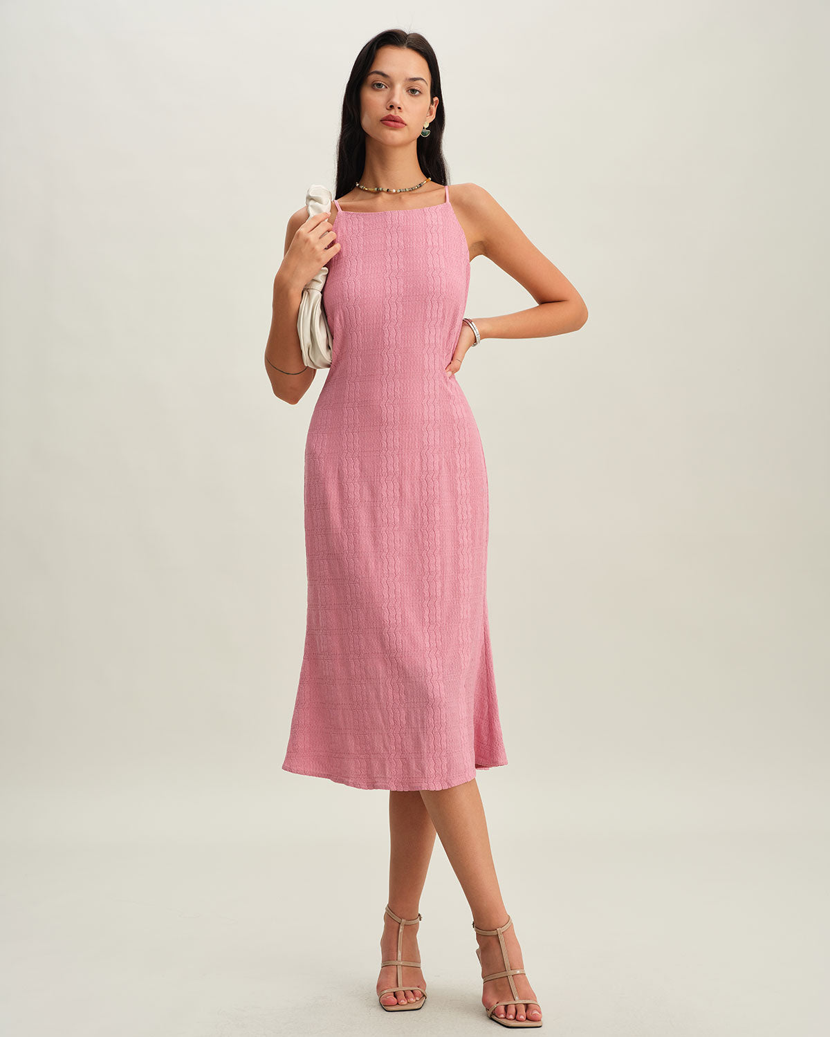 Pink Mermaid Slip Midi Dress