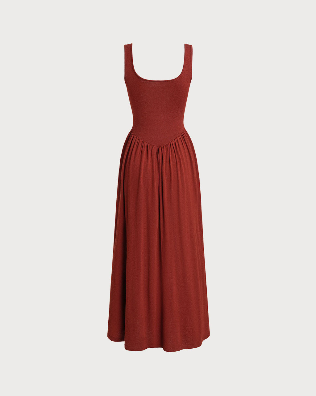 Red U Neck A-Line Sleeveless Sweater Dress