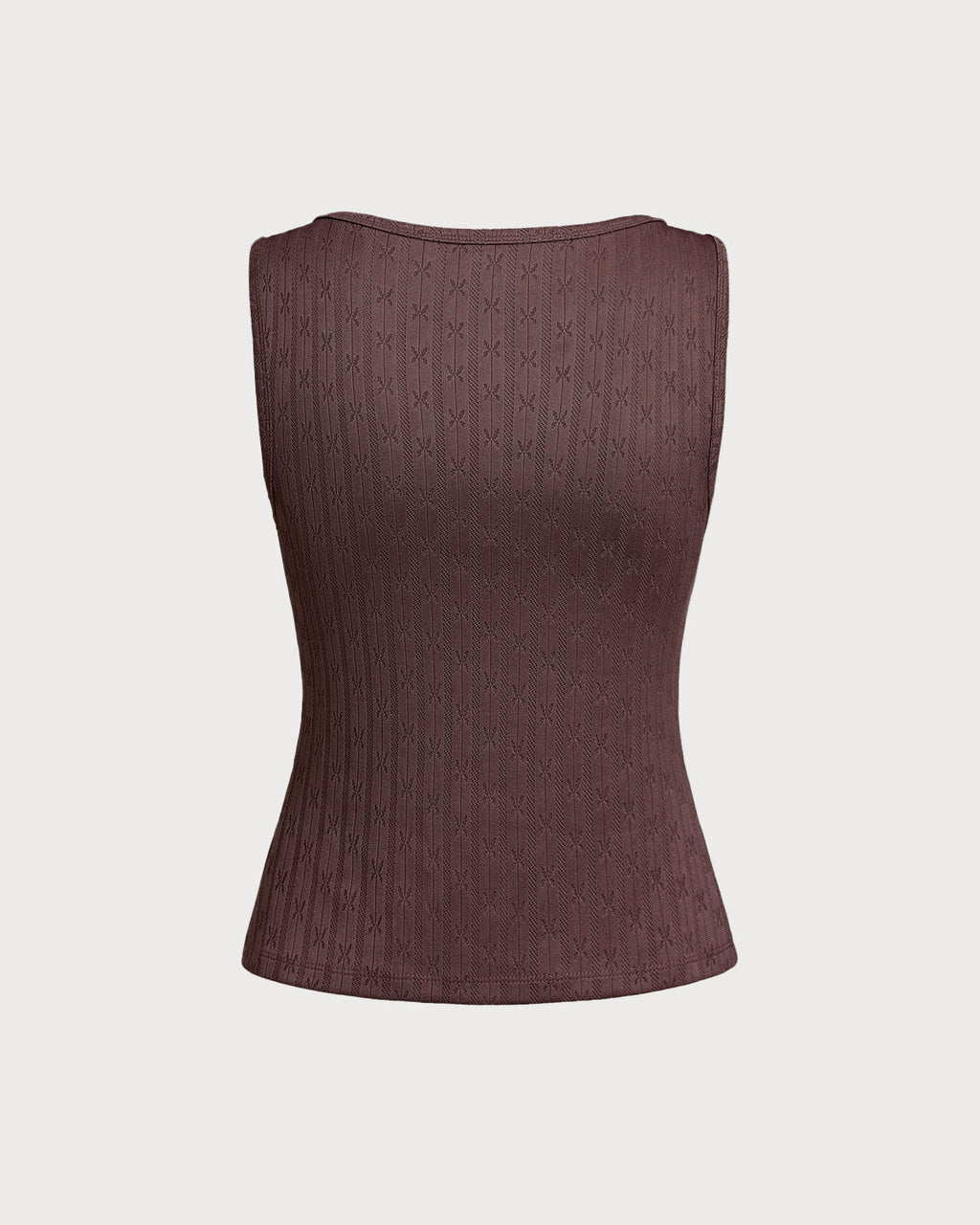 Coffee Boat Neck Ribbed Knit Tank Top