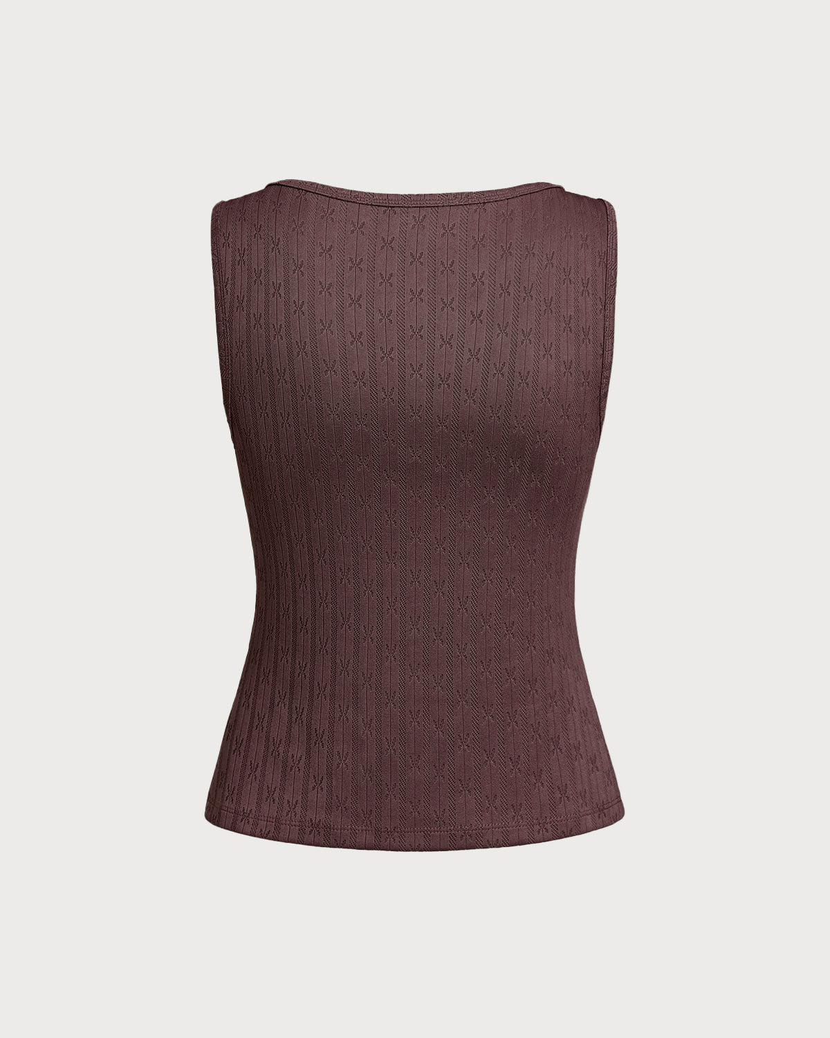 Coffee Boat Neck Ribbed Knit Tank Top