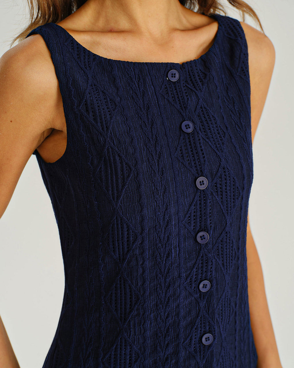 Navy Jacquard Tank Top