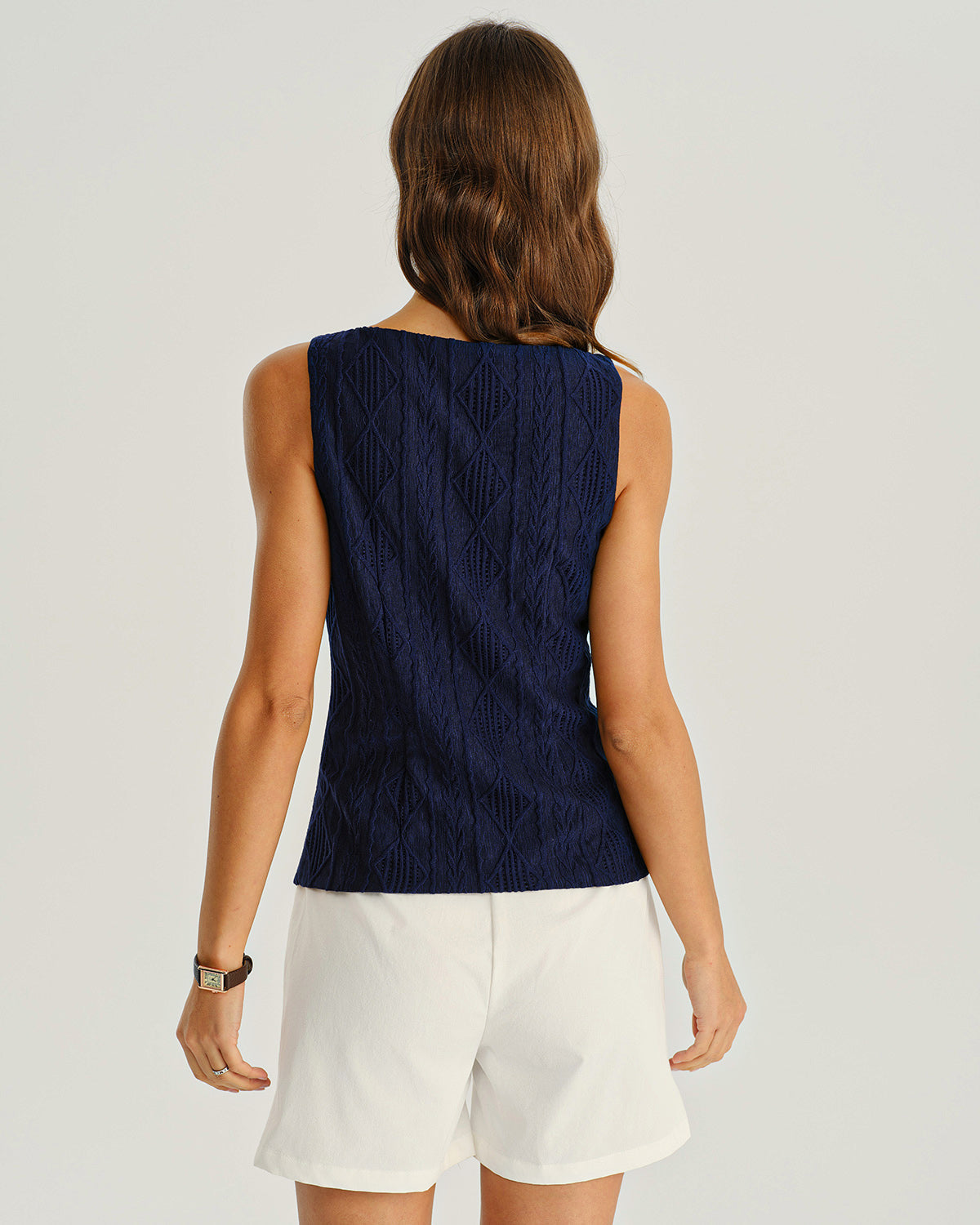 Navy Jacquard Tank Top