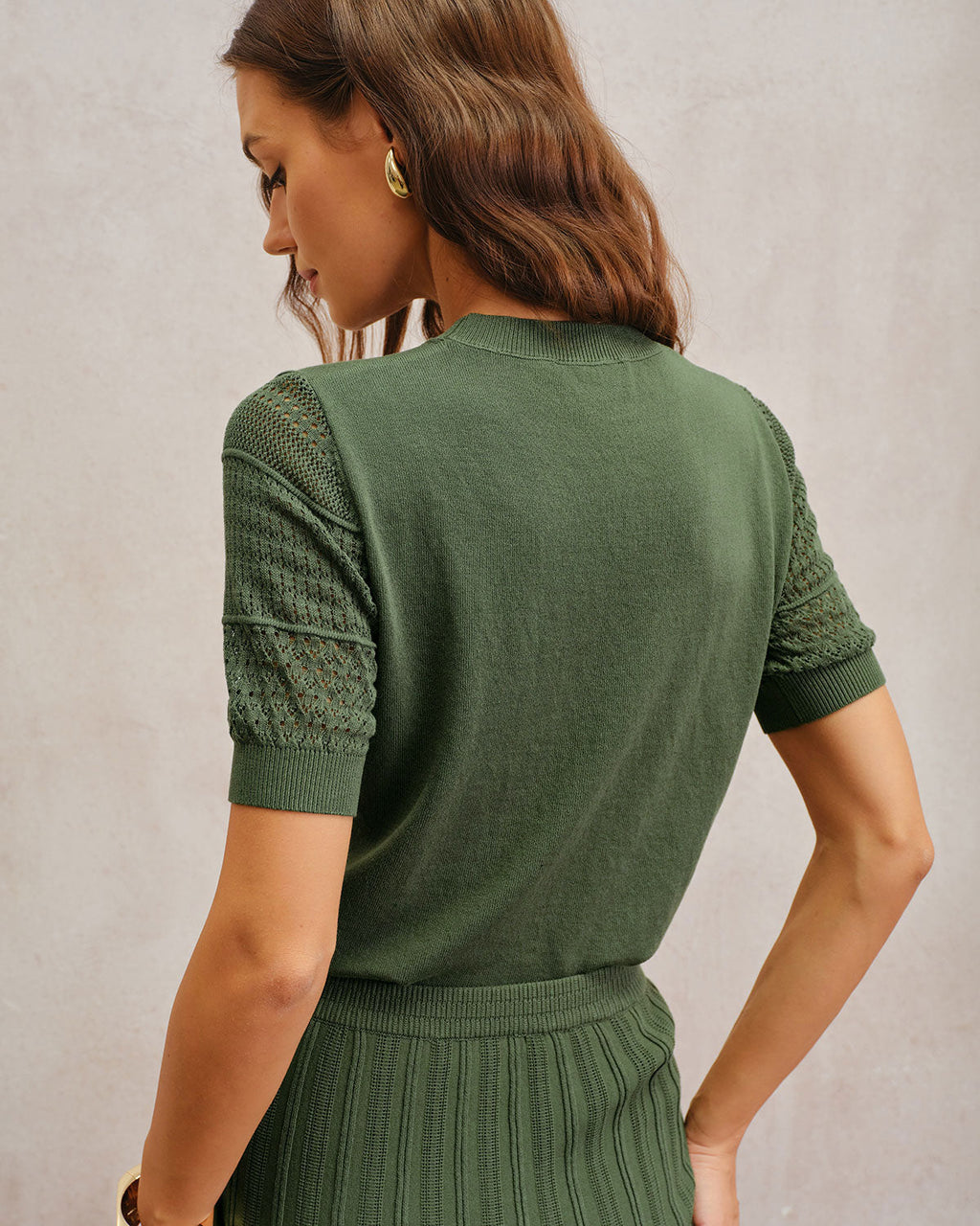 Green Round Neck Knit Tee