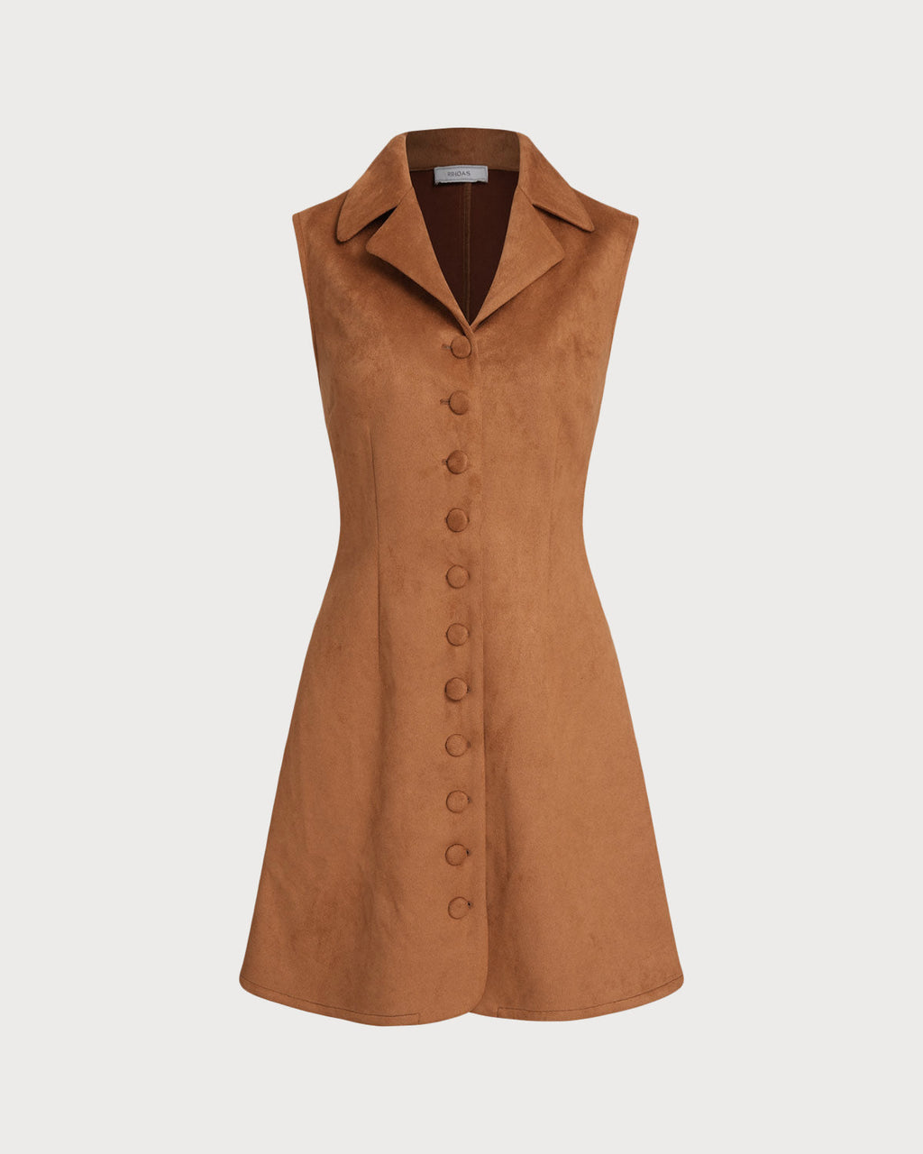 Caramel Suede A-Line Sleeveless Mini Dress
