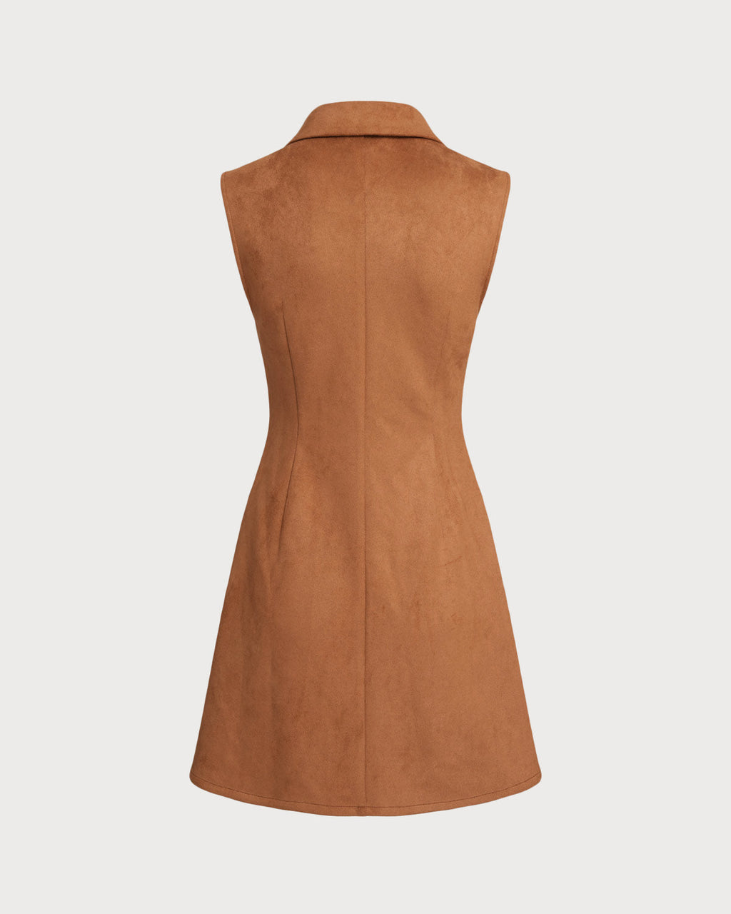 Caramel Suede A-Line Sleeveless Mini Dress