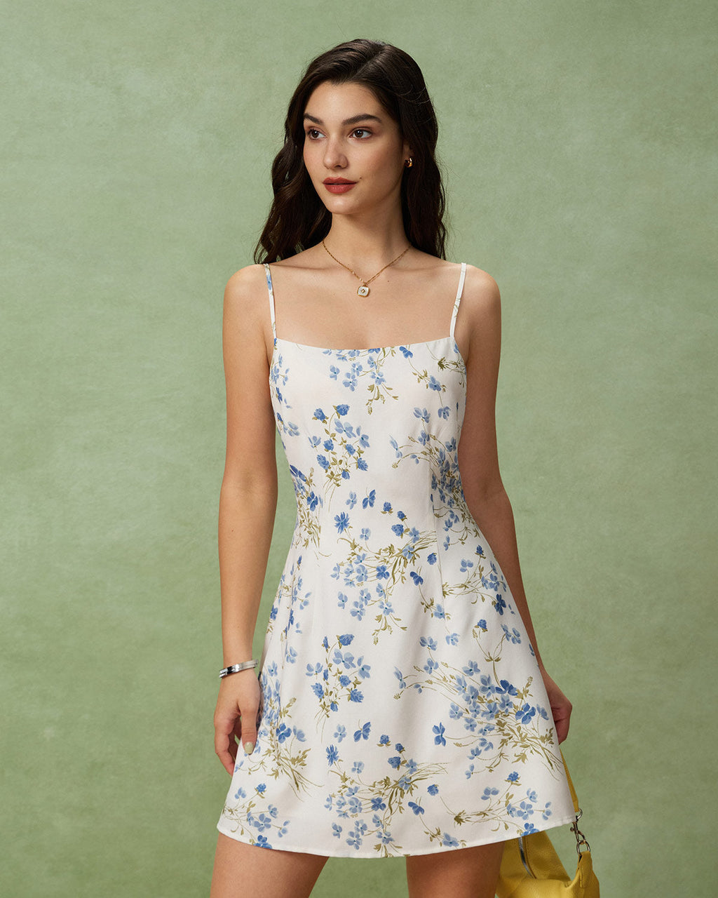 Blue Floral A-Line Slip Mini Dress