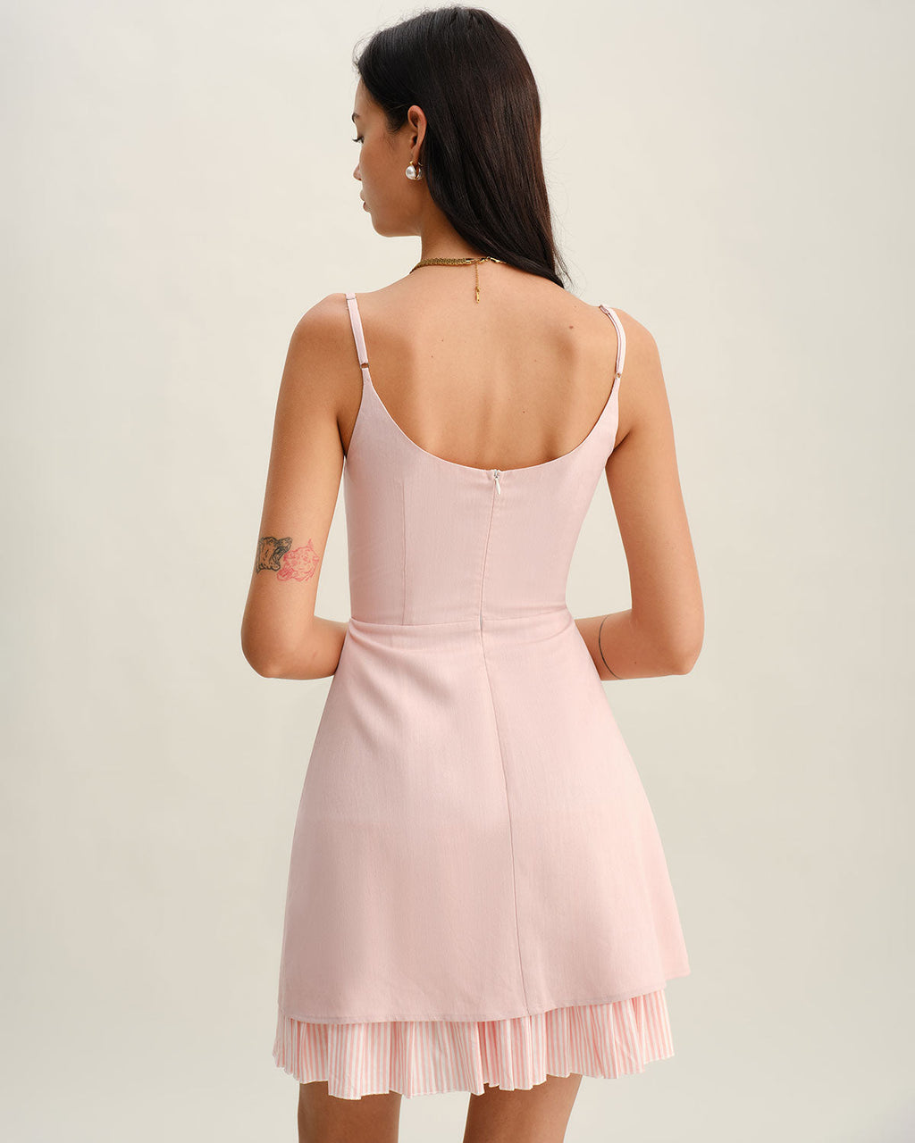 Pink Contrast A-Line Slip Mini Dress