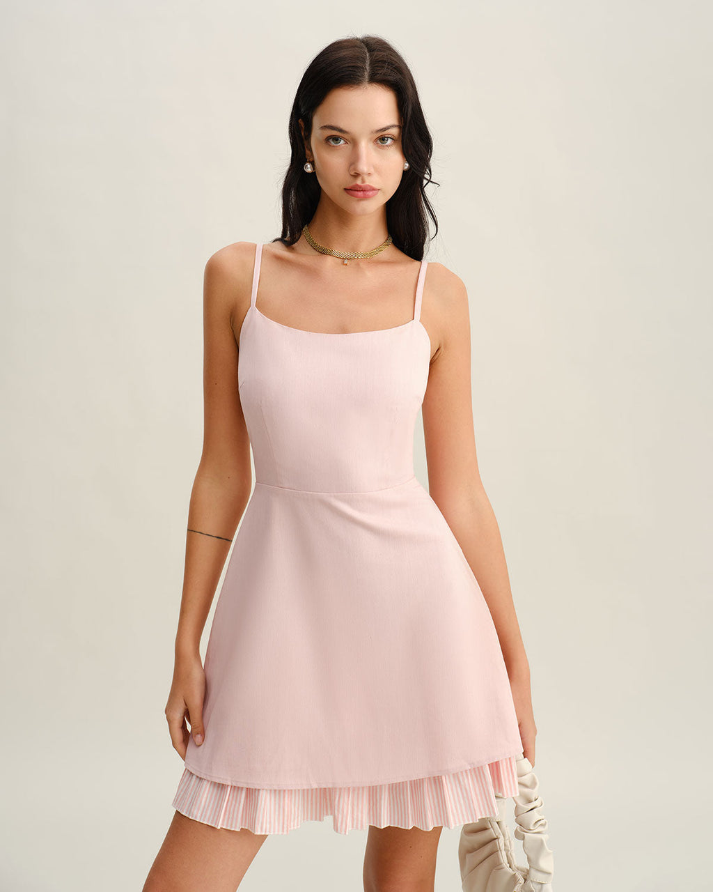 Pink Contrast A-Line Slip Mini Dress